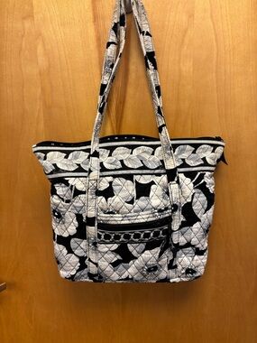 Vera Bradley Quilted Floral Tote Bag in Black & White